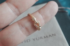 NEW.DavidYurman.Cable Buckle Sterling GOLD 18K Diamond Buckle Ring Sz 8