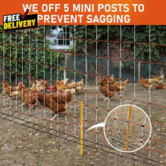 Poultry Electric Netting Fence -47.3′ H (Can Be Manually Raised to 59.1”H) X…