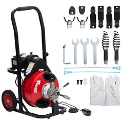 75FT x 1/2″ Cable Electric Drain Cleaner Machine 250W Motor 8 Multi-Style Cutter