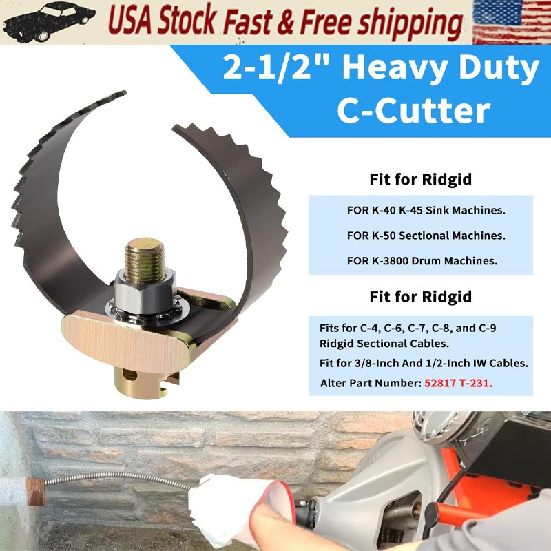 2-1/2″ C Cutter Drain Cleaner Tool 52817 T-231 for Ridgid K-40 K-45 K-50 K-3800