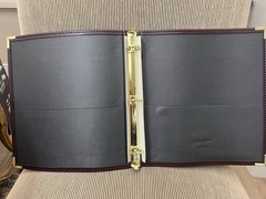 NOS Samsill 1513 Burgundy 3 Ring 1″ Binder Faux Leather Gold Hardware Made USA