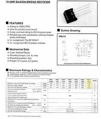 Single Phase 10A 1000V KBU1010 Diode Bridge Rectifiers 4pin KBU-1010 x (4 PCS)