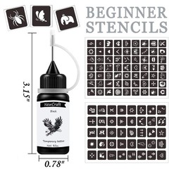 Temporary Tattoo Ink and Small, Black Red Brown Green Purple Blue Orange