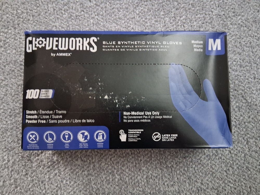 GLOVEWORKS by AMMEX Blue Nitrile Gloves M Powder-Free 100 Count