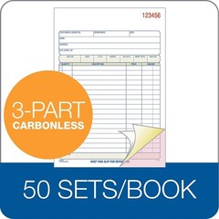 3-Part Carbonless Sales Order Book, 50 Sets per Book, Wraparound Cover, 250 Tota