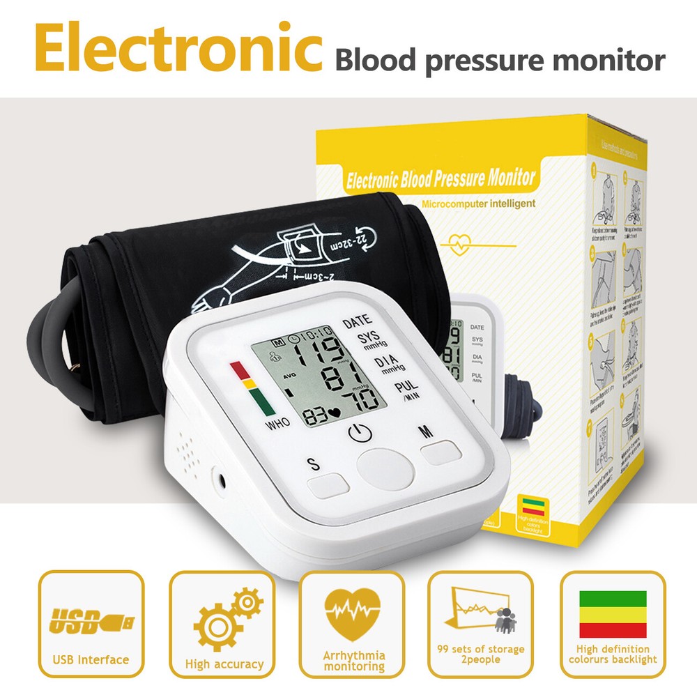 Arm Blood Pressure Monitor Digital Portable Machines Voice BP Cuff Meter Tester