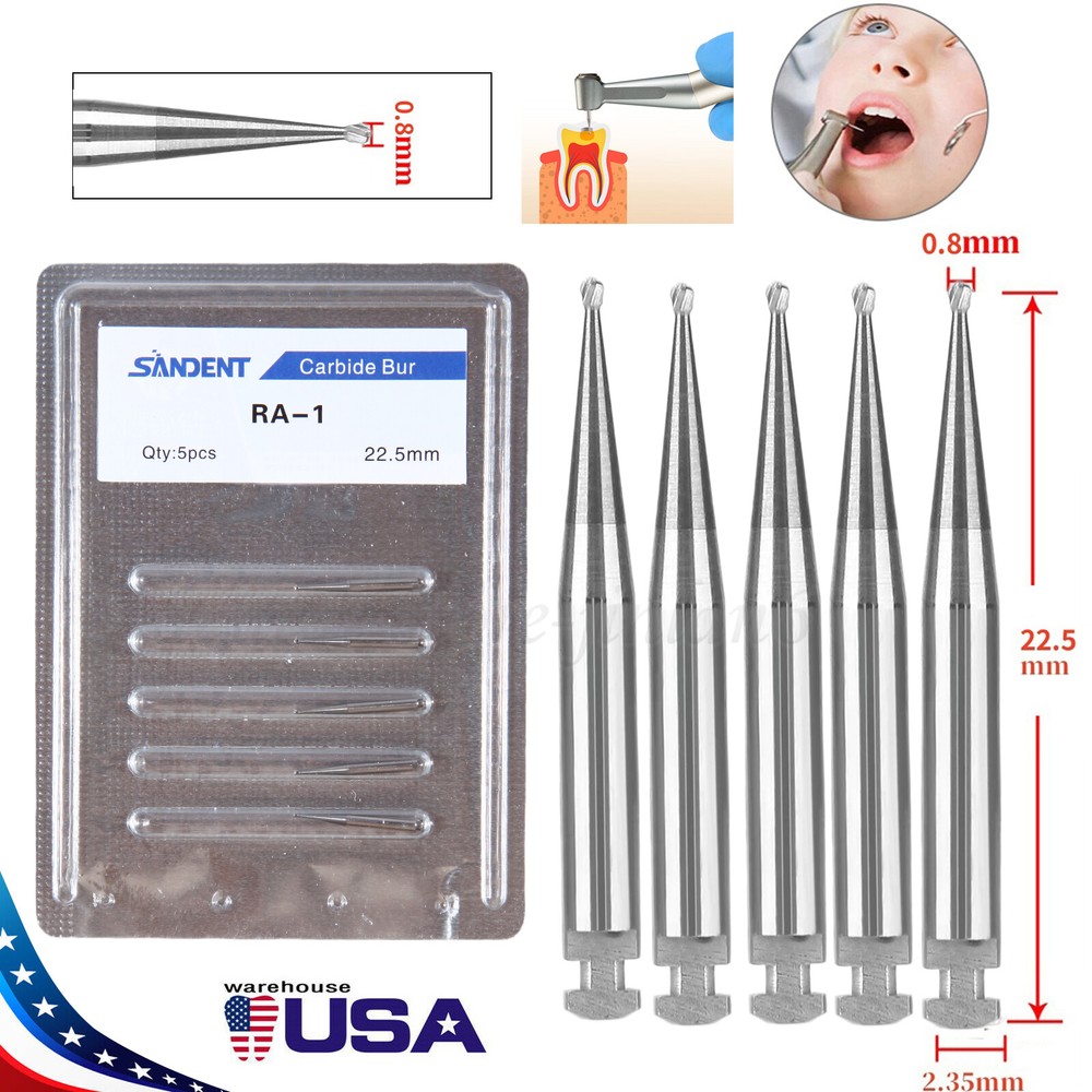 DENTAL Round Carbide Bur for Slow Speed Latch RA1-8 Taper Fissure Burs