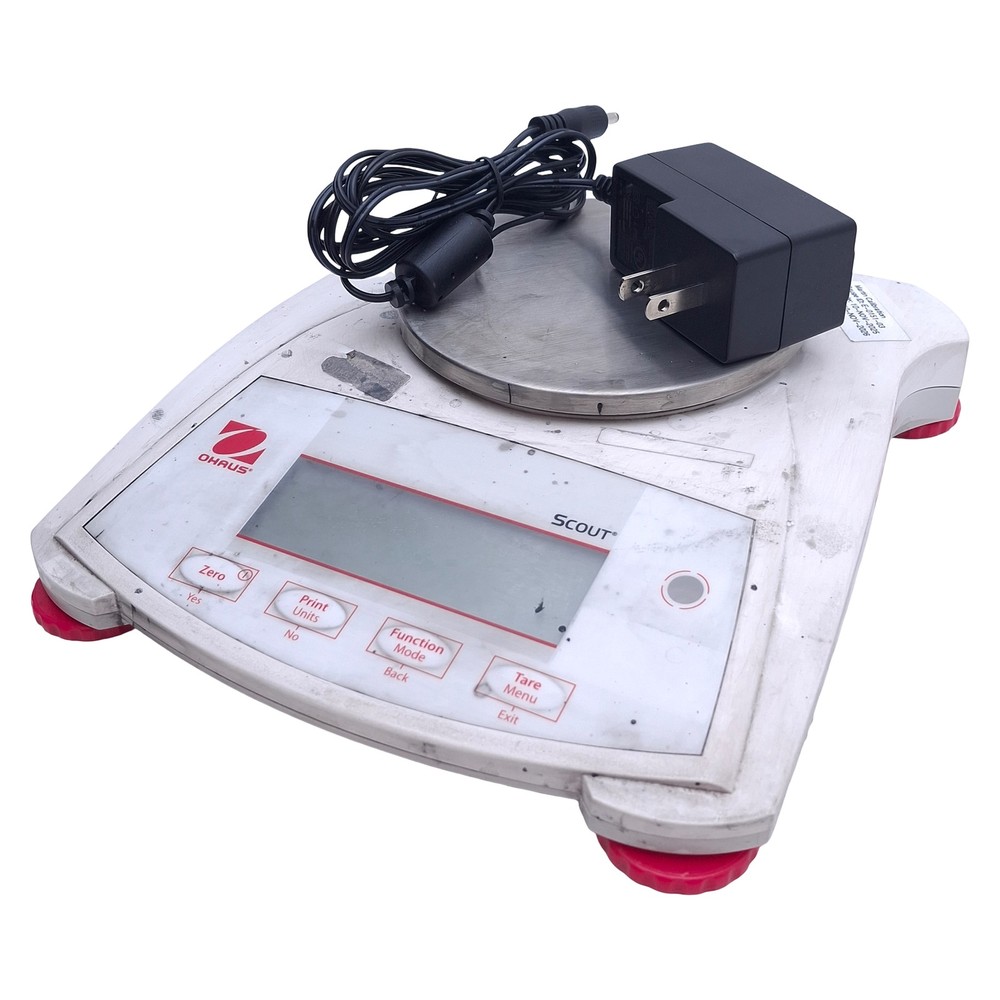 Ohaus SPX222 Scout Portable Balance, 220g Capacity, 5VDC, ø4.7in Pan, 22mm digit