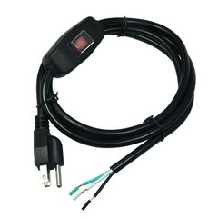 6ft 18 Gauge 3 Prong AC Power Cord Cable with on Off Switch, Pigtail (Open En…