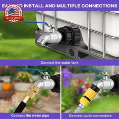 3-Size IBC Tote Adapter Kit, 275-330 Gallon IBC Tote Water Tank Hose Fittings, 2