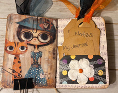 Junk Journal Handmade Booklet Book Vintage “Cats and Girls” Pockets, Ephemera