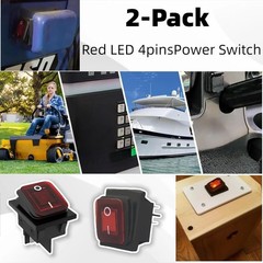 2 Pack 30A Rocker Switch – 125V/250V AC Waterproof Toggle Switch with Red LED…