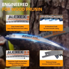 ALEXEX 6Pcs 12″ Japanese Teeth Reciprocating Saw Blades 12 Inch 6TPI, Silver