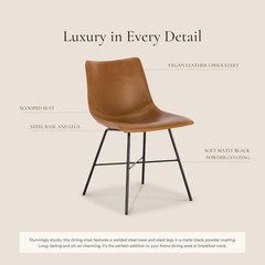 POLY & BARK Paxton Leather Dining Chairs – Set of 2 Modern Dining Room Chairs wi