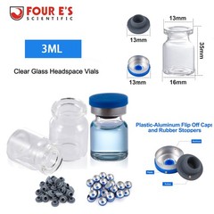 100PCS 3ml Glass Vials Headspace Vials Clear Lab Vials w/ Caps 13mm Crimp Top