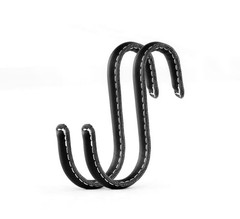 Brute Strength – S Shaped Hooks Wrapped in Full Grain Leather – 2 pcs – Black…