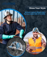LANON Full Brim Hard Hat, OSHA Construction Work Approved, Blue Pattern Desig…