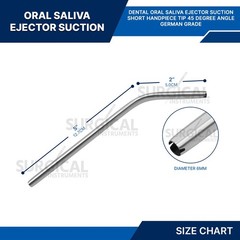 Dental Oral Saliva Ejector Suction Short Handpiece Tip 45 Degree Angle German Gr