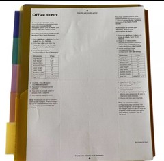 5x Dividers Folders 2 Pockets Each Binder Tab Plastic Divider Sectional NEW