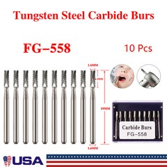 Dental Carbide Burs Tungsten Steel Bur FG 558 Pear for High Speed Handpiece