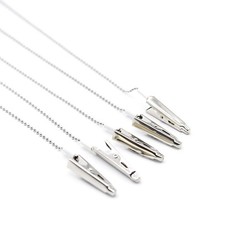 10 Pcs Premium Dental Bibs Clip Napkin Holders Metal White Chain Crocodile