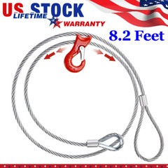 Upgrade 8.2 Feet Single Leg Wire Rope Sling 2.5T/5500Lbs w/ Sliding Choker Hook