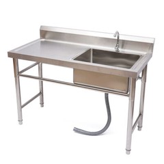 2 Compartment Commercial Sink Stainless Steel Kitchen Utility Sink w/ Prep Table