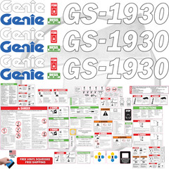 Fits Genie GS-1930 Full Decal Kit Scissor Lift Stickers – Free Shipping