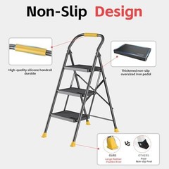 DIAMONDFORGE 3 Step Ladder 3 without Tool Platform, Black and Yellow