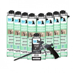Seal Spray Closed Cell Insulating Foam Can Kit w/Gun Applicator&Cleaner (200 BF)