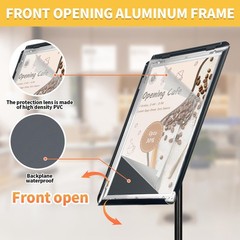 Adjustable Floor Sign Stand Heavy Duty Pedestal Holder , with Aluminum Snap O…