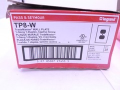 2 Pack Pass & Seymour TradeMaster Standard Receptacle Wallplate 1 Gang TP8-W