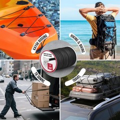 Marine Grade Heavy Duty Bungee Cord Roll with 12 Hooks – Black Elastic Shock …