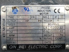 Qin Wei Electric MCV271-4 AC Motor 1/2Hp 1680rpm 480V 3PH IEC71
