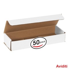 BOX USA Mailer Boxes Medium 12″L x 4″W x 2″H 12x4x2″ 50-Pack White, White