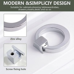 4 Pcs Zinc Alloy Ring Drawer Pulls,Brushed Wardrobe Door Handles Cabinet Pull…