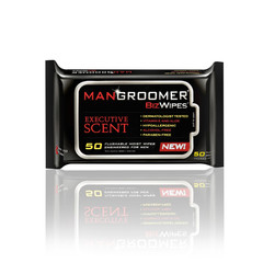 Biz Wipes Flushable Moist Personal Wipes Engineered for Men, Executive Scent, 50