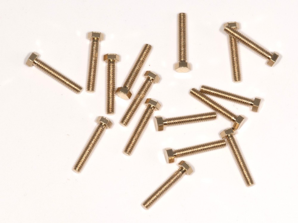 M2.0 x 10mm Hex Head Screw Brass 100 Count #11250BR