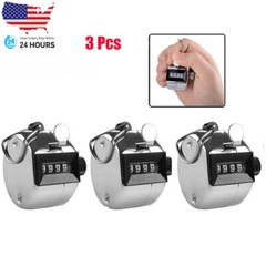3Pcs 4 Digit Number Dual Clicker Golf Hand Tally Counter Metal Handy Convenient
