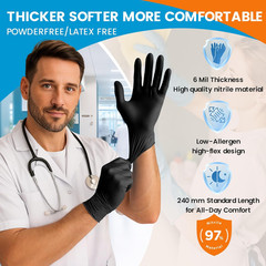 6 Mil Disposable Nitrile Gloves, Heavy Duty Disposable Glove, Cooking Gloves, La