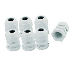 50 Pcs PG13.5 White Nylon Waterproof Cable Gland 6-12mm Dia w/ Lock-Nut & Gasket