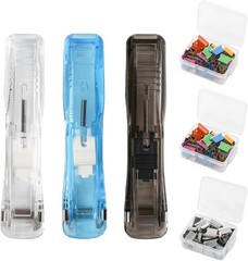 3 Pcs Portable Binder Paper Clam Clip Dispenser with 300 Pcs Metal Refill Clips