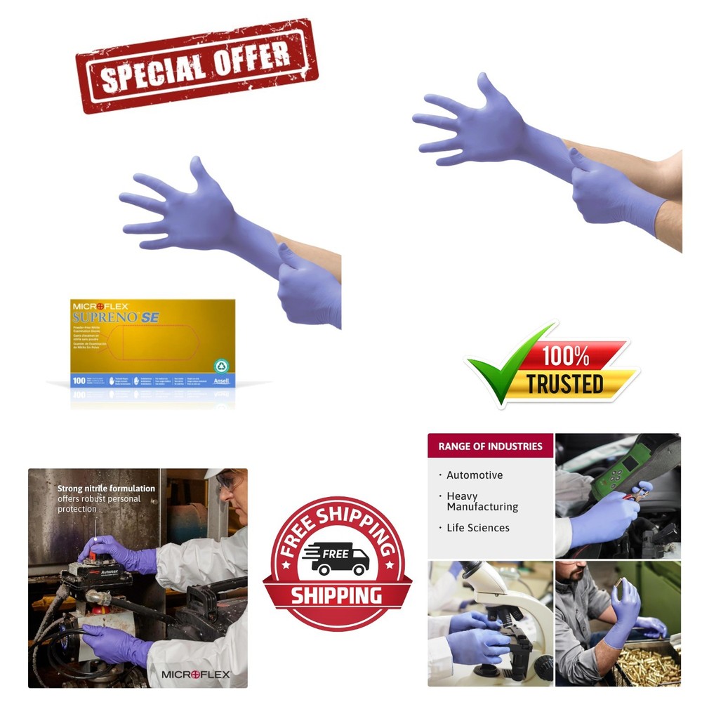 Microflex SU-690 Disposable Nitrile Gloves, Latex-Free, 100 Count – Small Size