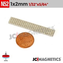 1mm x 2mm 1/32″x5/64″ N52 Strong Rare Earth Neodymium Small Magnet Disc 1x2mm