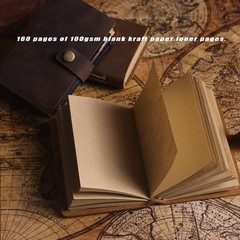 Pocket Notebook with Pen,Genuine Leather Journal Mini Notebook Small Unlined Not