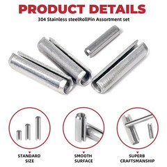 295-Piece Stainless Steel Roll Pin Assortment Kit – Spring Dowels Slotted Ten…