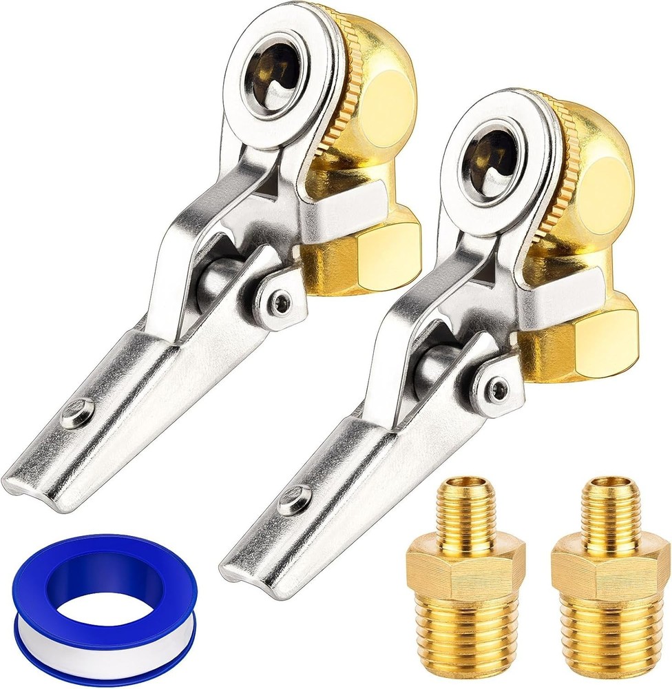 2-Pack 1/4” Female NPT Air Chuck with Clip, L Size: 1/4 NPT to Schrader Valve
