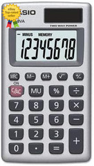 HS-8VA Mini 6-Function Calculator | Large 8-Digit LCD Display | Solar Powered wi