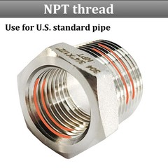 2 Pcs 304 Stainless Steel Reducer Hex Bushing 1/2″ Male NPT to 1/4″ Female NP…