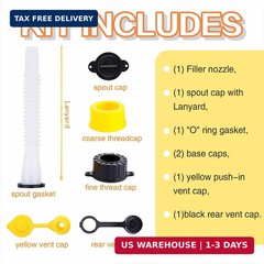 Gas Can Spout Replacement Improved Design Flexible Pour Nozzle Kit with Gasket S